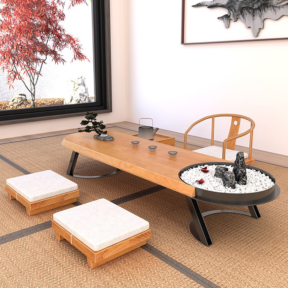 Japanese Pine Wood Tatami Tea Table Set
