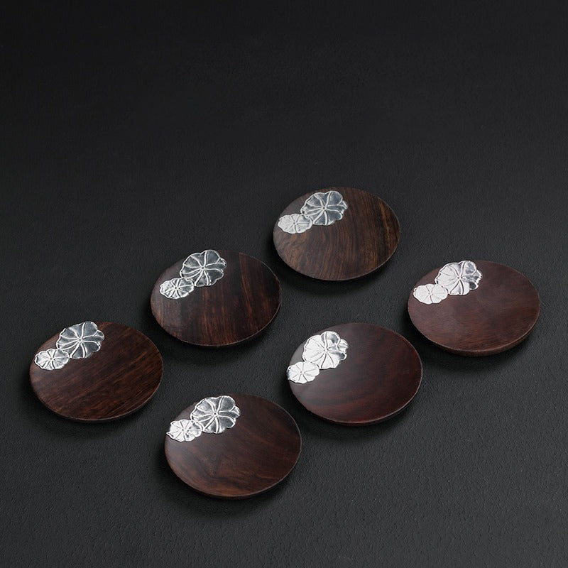 Peach Blossom Ebony Coaster Set