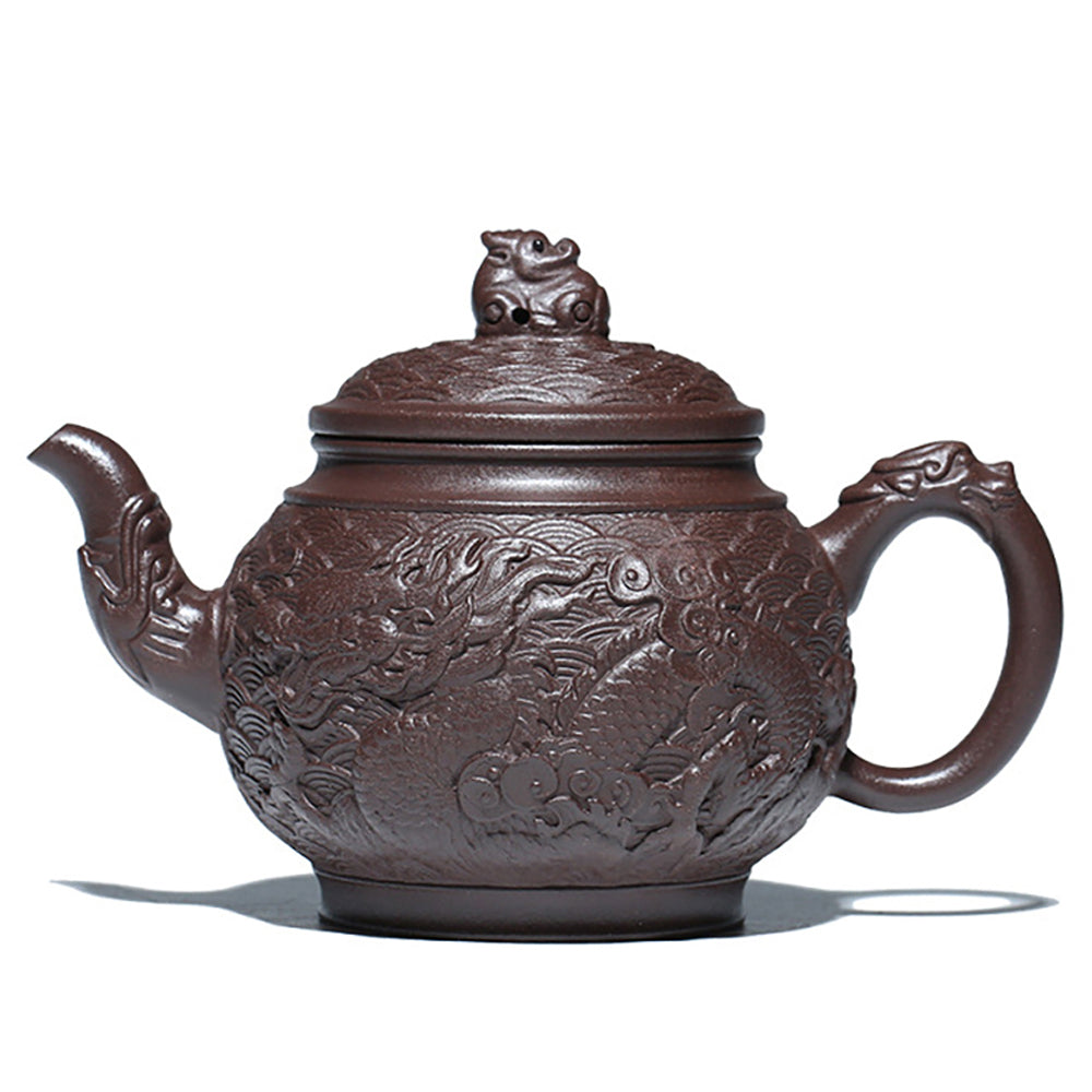 Purple Clay Relief Black Dragon Teapot