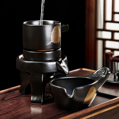 Black Ceramic Automatic Gongfu Tea Set