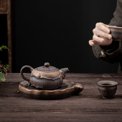 Japanese Iron Glazed Lotus Teapot