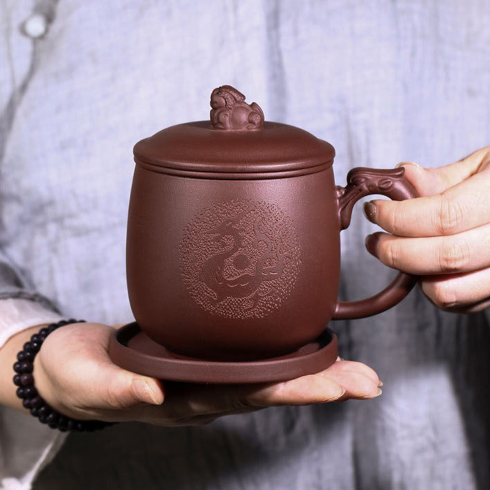 Purple Clay Dragon Tea Cup With Infuser