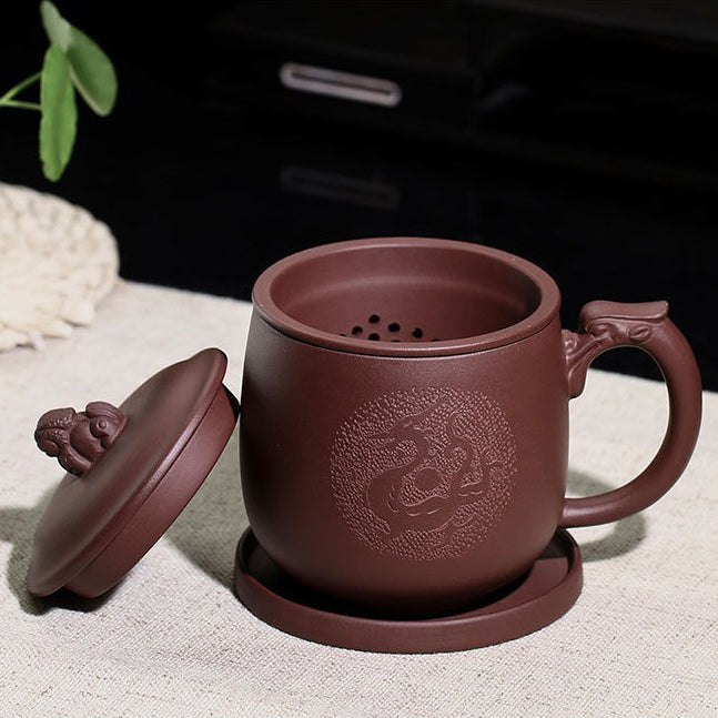 Purple Clay Dragon Tea Cup With Infuser