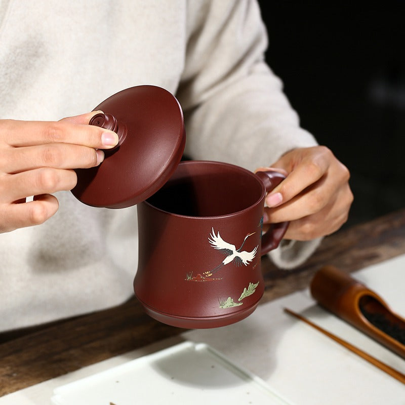Yixing Purple Clay Pine Crane Tea Cup