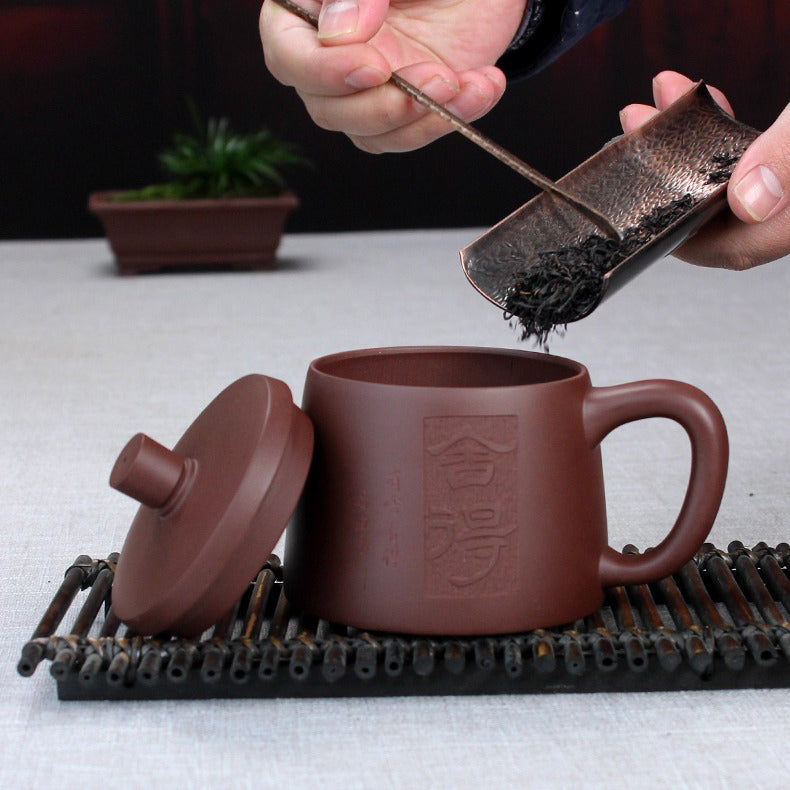 Purple Clay Willing Tea Cup With Infuser