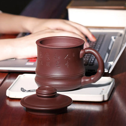 Purple Clay Bamboo Tea Cup With Infuser