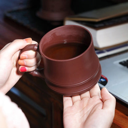 Purple Clay Bamboo Tea Cup With Infuser