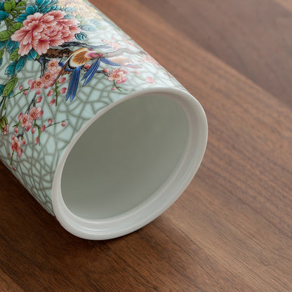 Magpie Peach Blossom Enamel Porcelain Tea Caddy