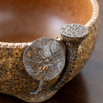 Handmade Coarse Pottery Lotus Tea Washer