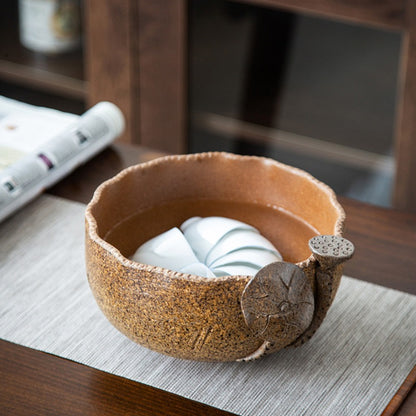 Handmade Coarse Pottery Lotus Tea Washer