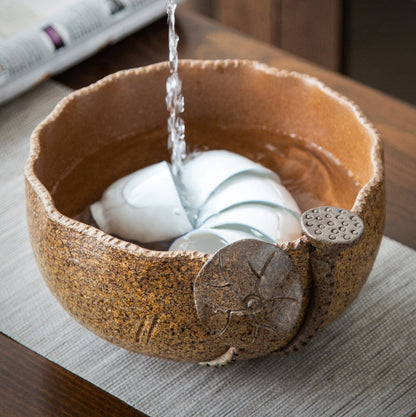 Handmade Coarse Pottery Lotus Tea Washer