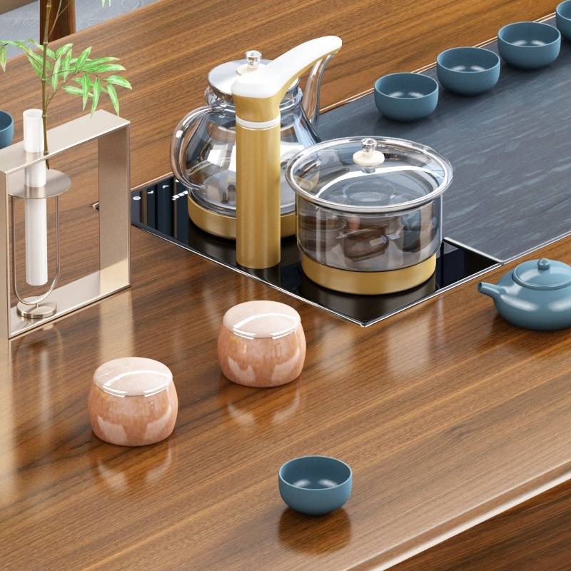 Douglas Fir Wood Gongfu Tea Table With Chairs