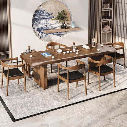 Chinese Gongfu Tea Table With Leather Chairs