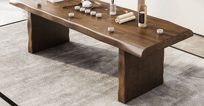 Chinese Gongfu Tea Table With Leather Chairs