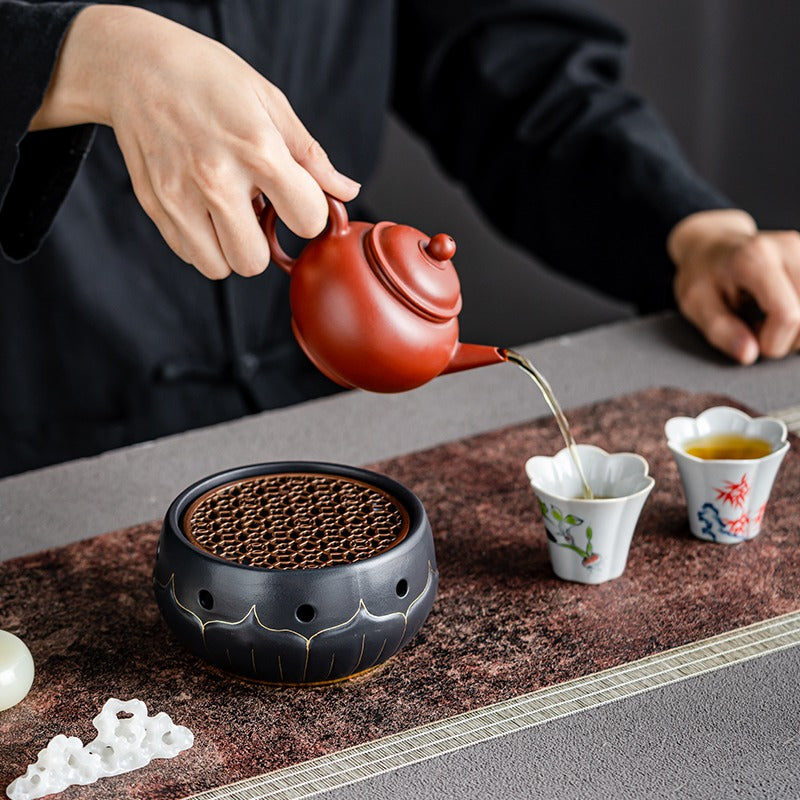 Black Ceramic Lotus Teapot Warmer