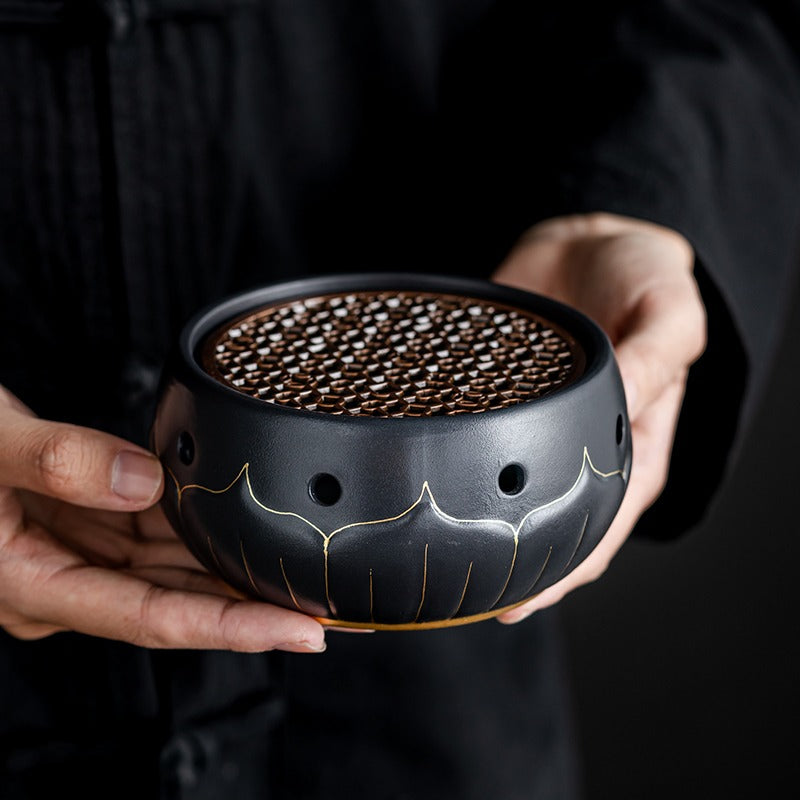 Black Ceramic Lotus Teapot Warmer