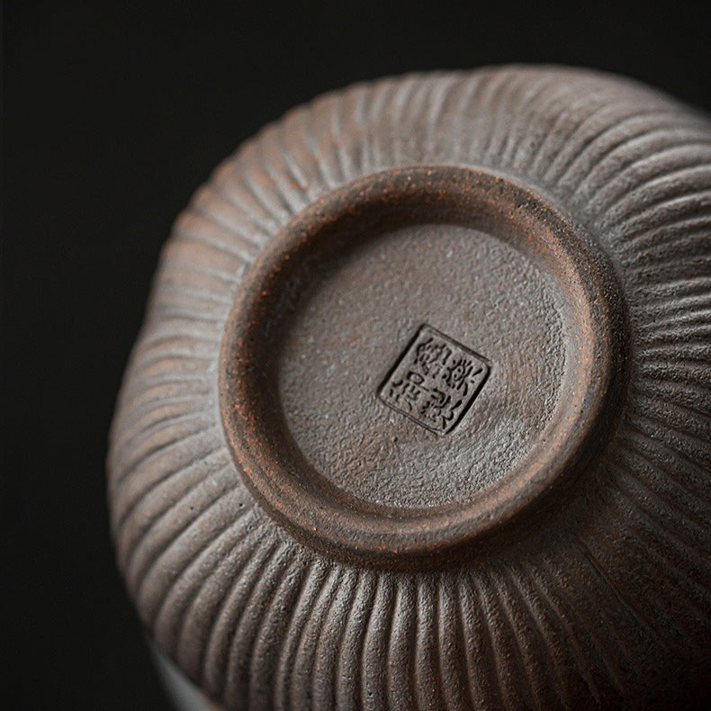 Coarse Pottery Lotus Gaiwan Teapot
