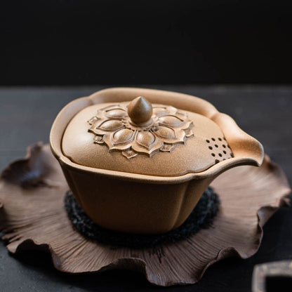 Yixing Yellow Clay Lotus Gaiwan Teapot