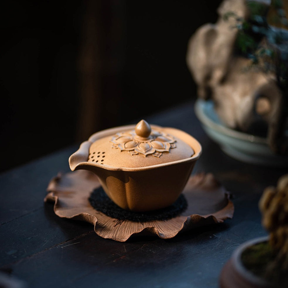 Yixing Yellow Clay Lotus Gaiwan Teapot