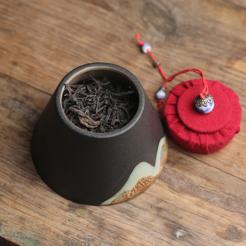 Japanese Mountain Ceramic Tea Caddy
