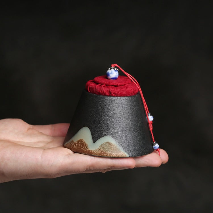 Japanese Mountain Ceramic Tea Caddy