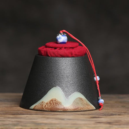 Japanese Mountain Ceramic Tea Caddy