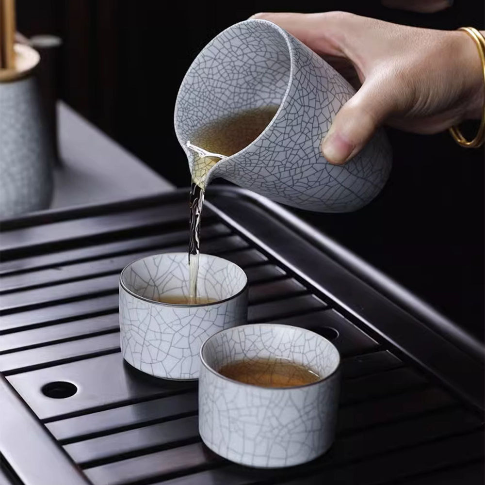 Milky White Ruyao Ice Crack Tea Set