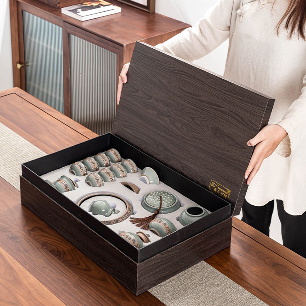 Ice Crack Geyao Tea Set With Gift Box