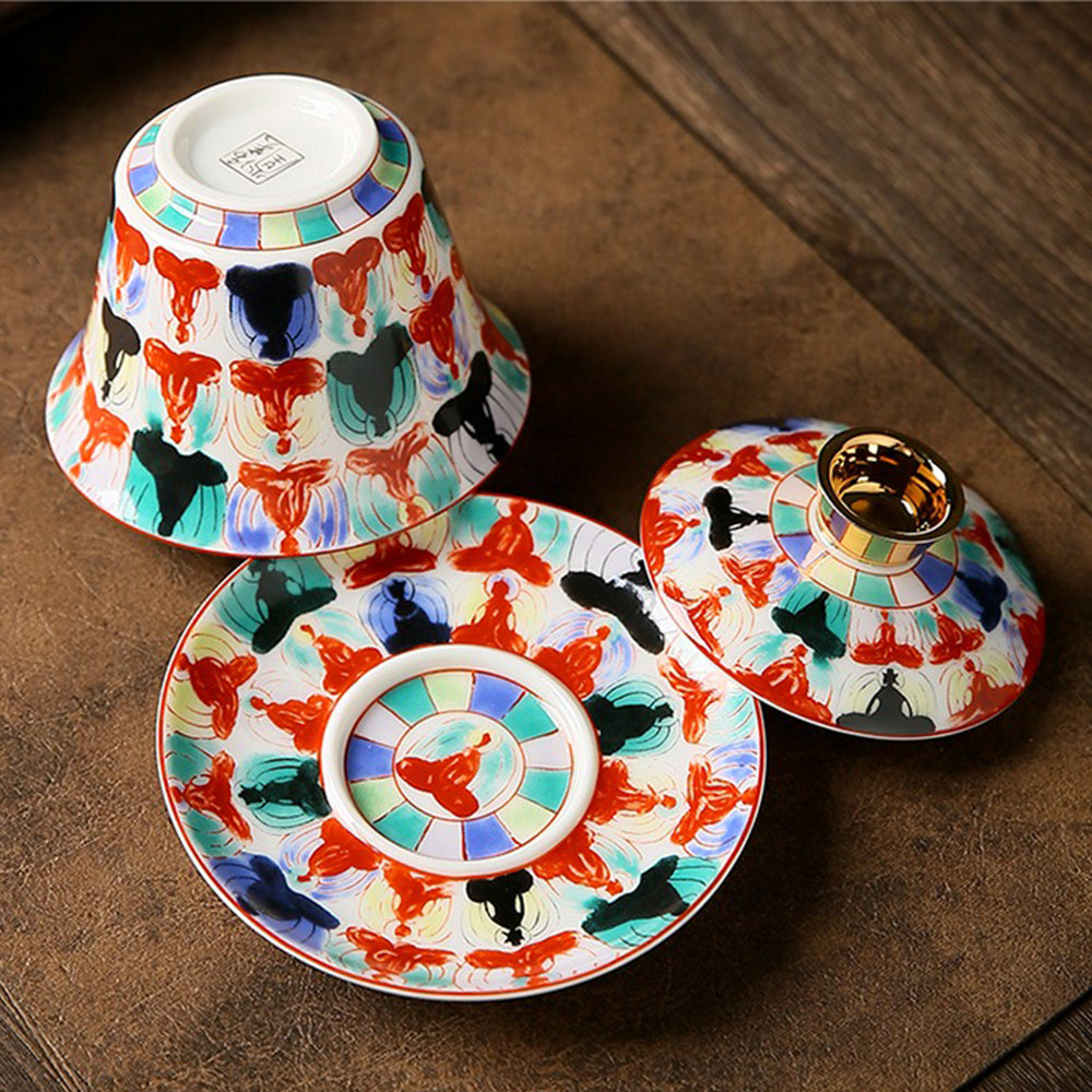 Buddhas Enamel Porcelain Gaiwan
