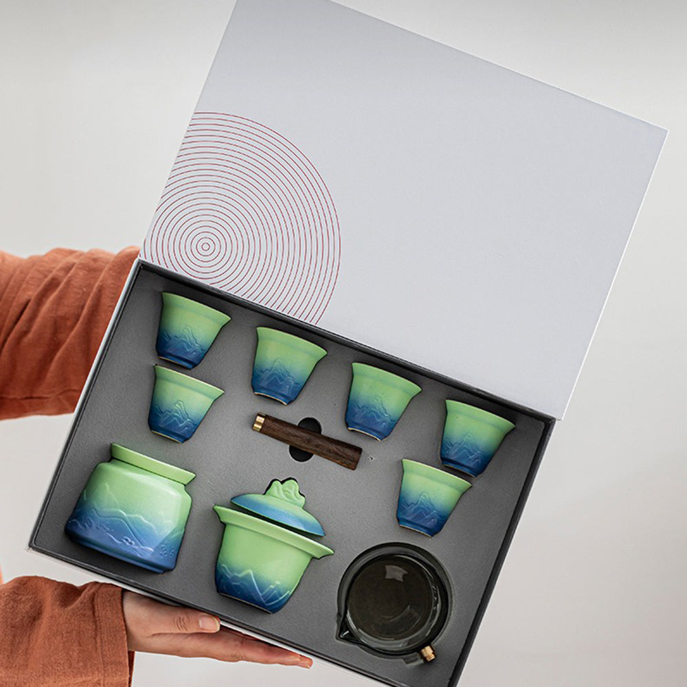 Japanese Mountains And Seas Pottery Tea Set