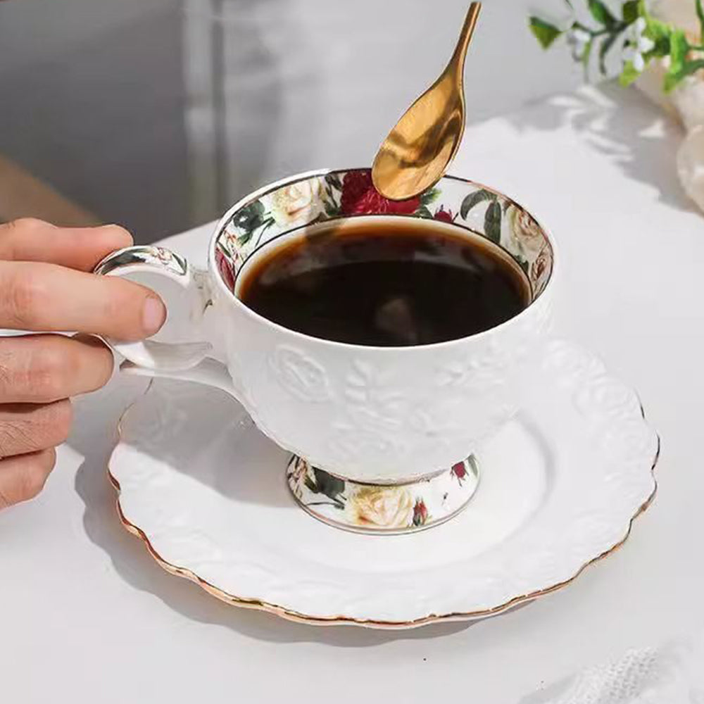 Rose Engraving Bone China Tea Set