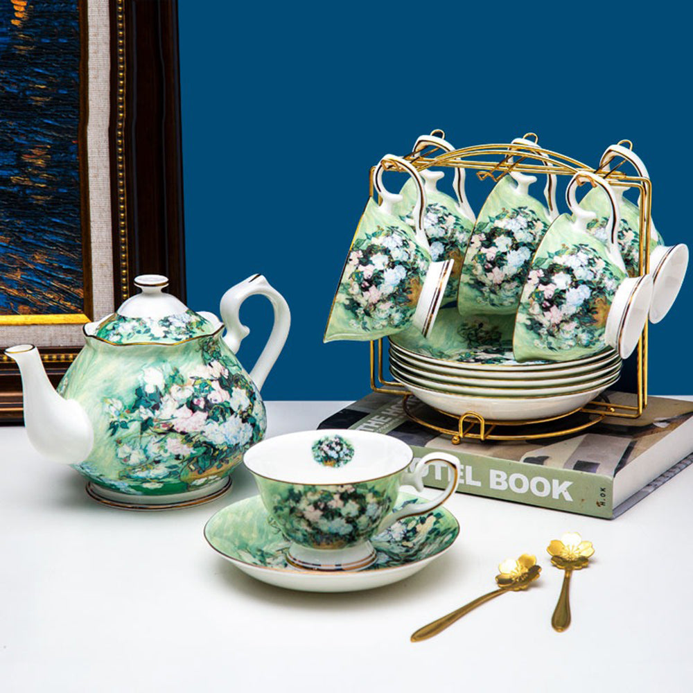 Van Gogh White Rose Bone China Tea Set – Umi Tea Sets
