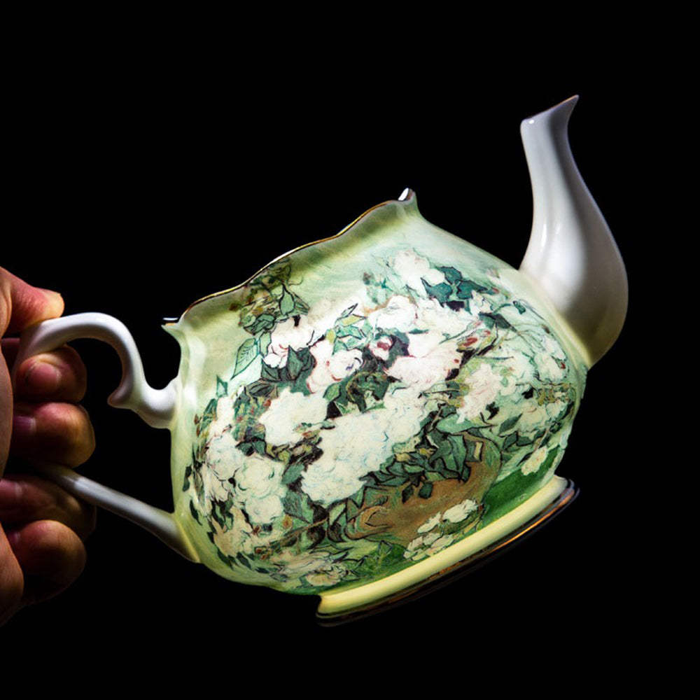Van Gogh White Rose Bone China Tea Set