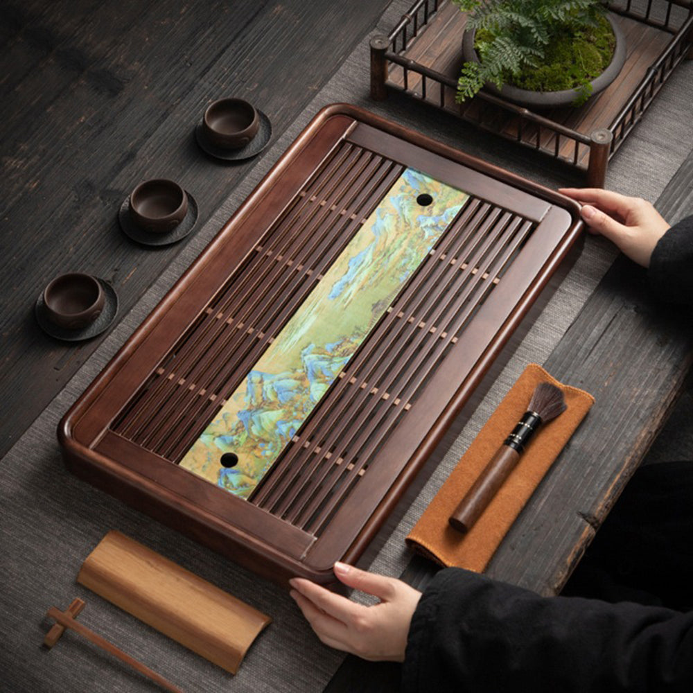 Mountains and Rivers Solid Wood Tea Tray