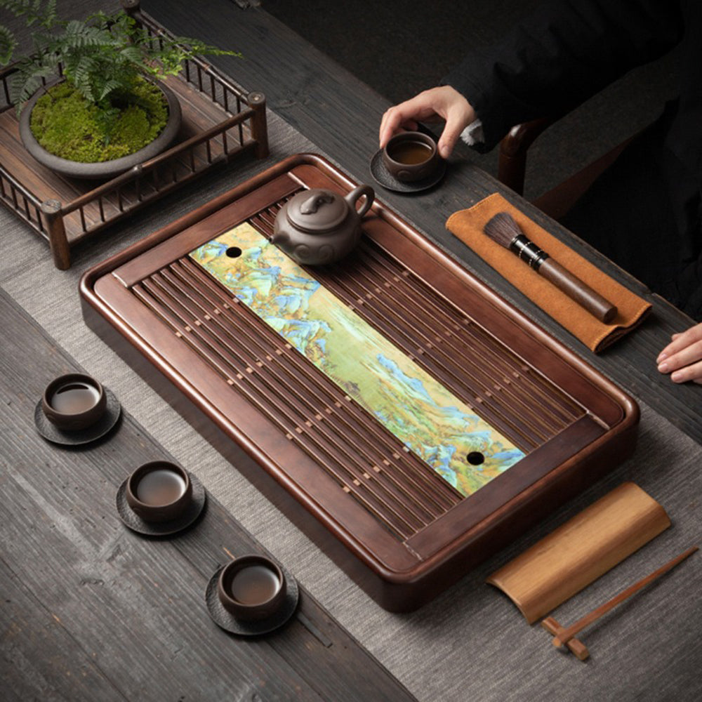 Mountains and Rivers Solid Wood Tea Tray
