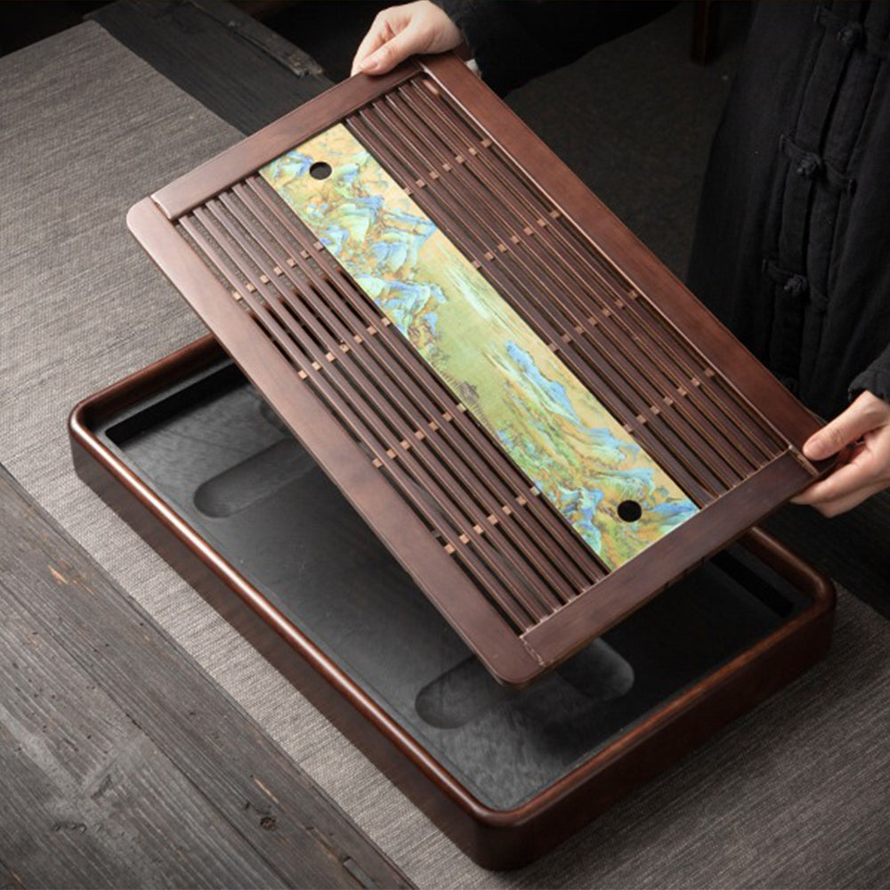 Mountains and Rivers Solid Wood Tea Tray