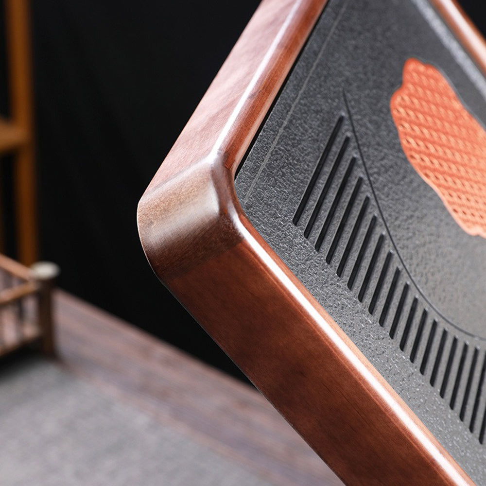 Solid Wood Black Stone Tea Tray