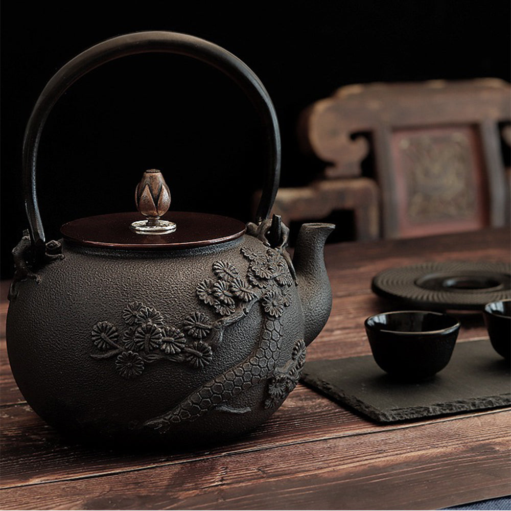 Pine And Crane Cast Iron Teapot
