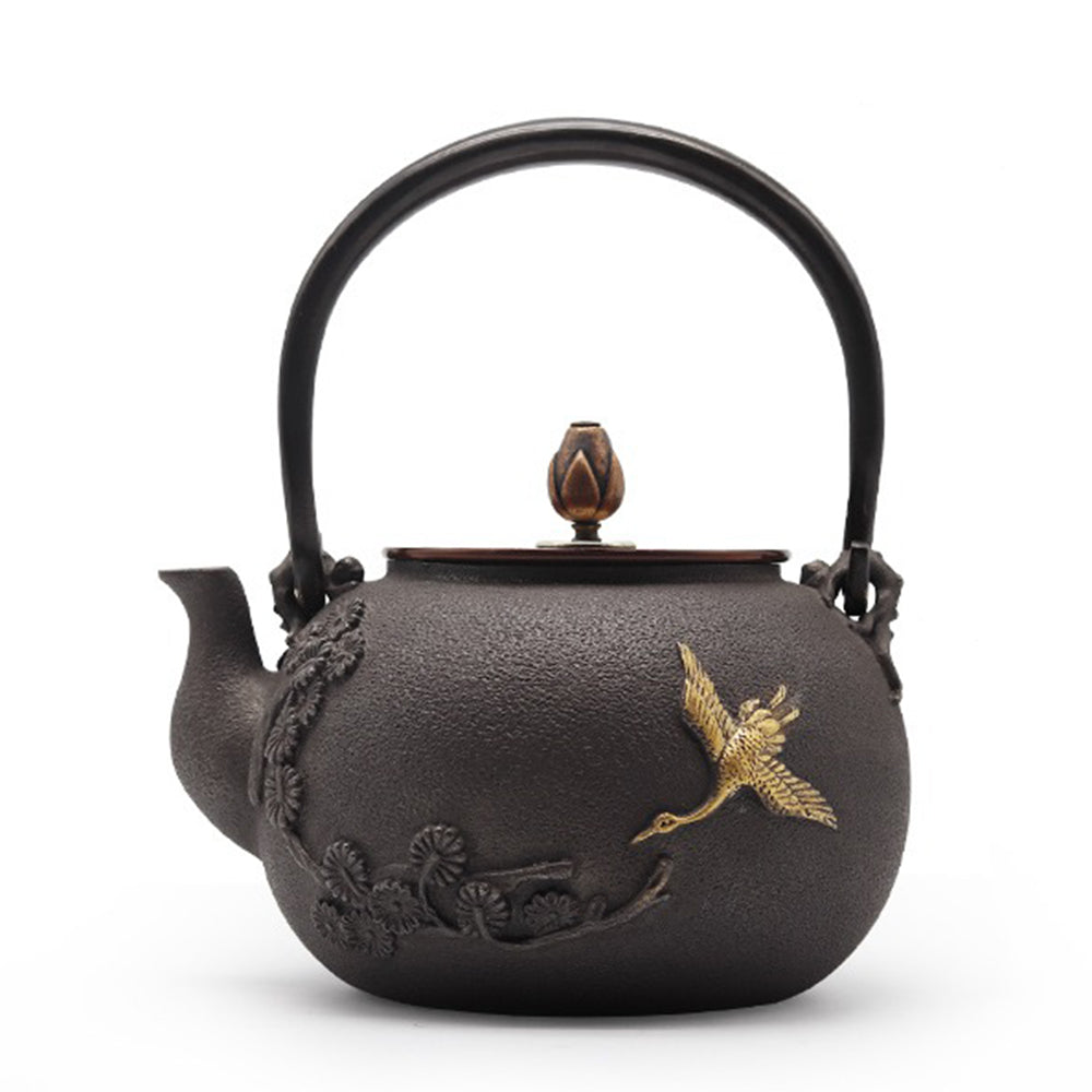 Pine And Crane Cast Iron Teapot