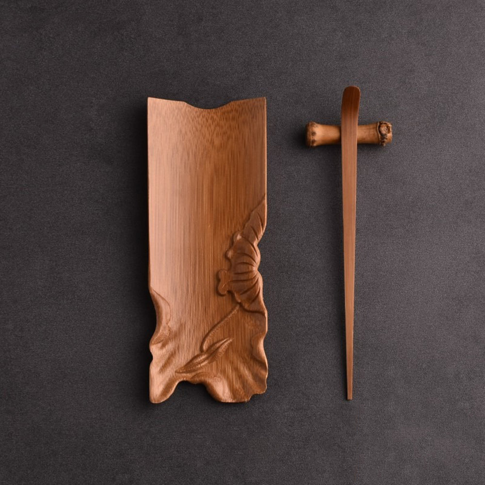 Lotus Leaf Bamboo Cha He With Tea Needle