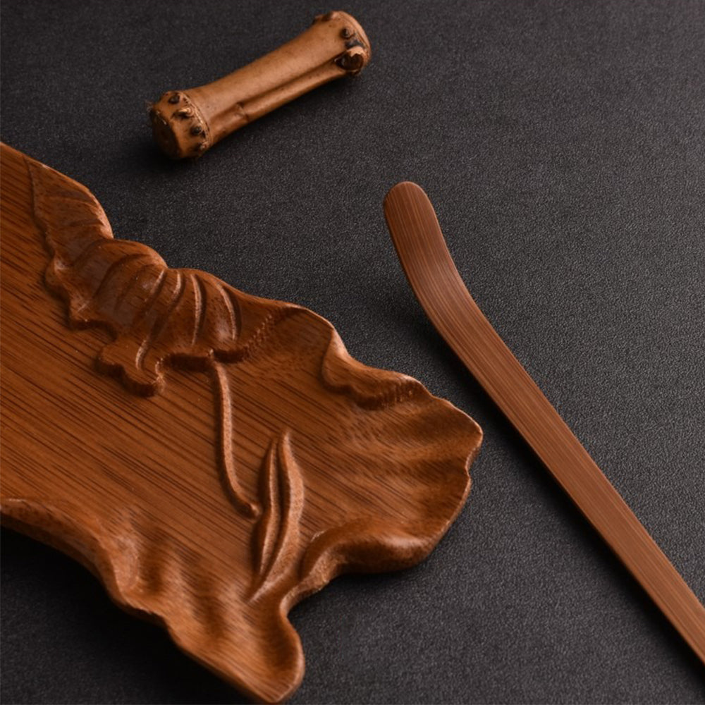 Lotus Leaf Bamboo Cha He With Tea Needle
