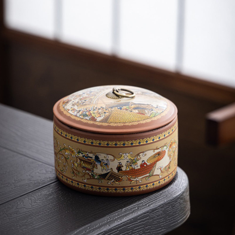 Riverside Scene at Qingming Festival Tea Caddies Set