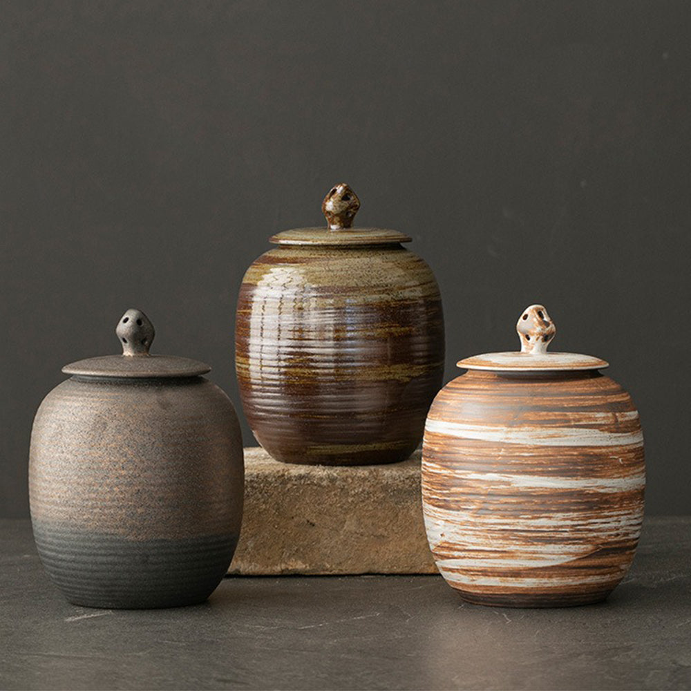Japanese Coarse Pottery Big Tea Caddy