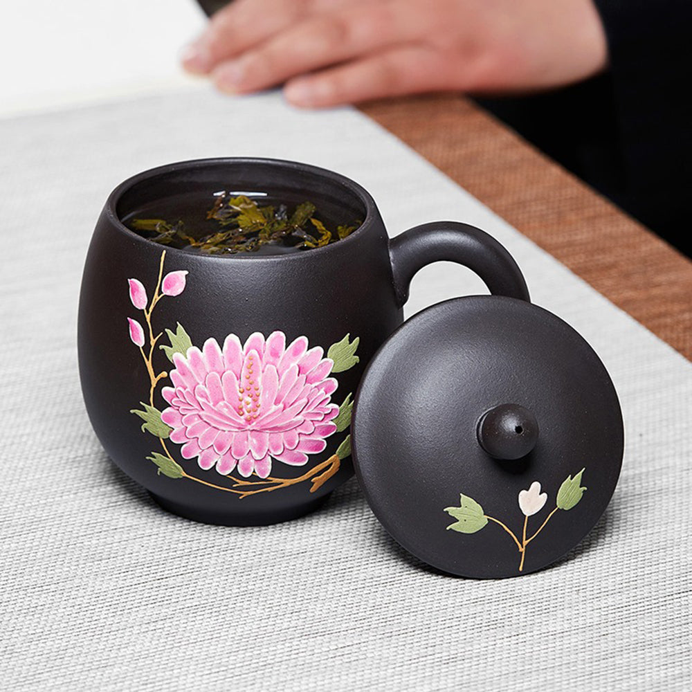 Purple Clay Color Changing Peony Tea Cup