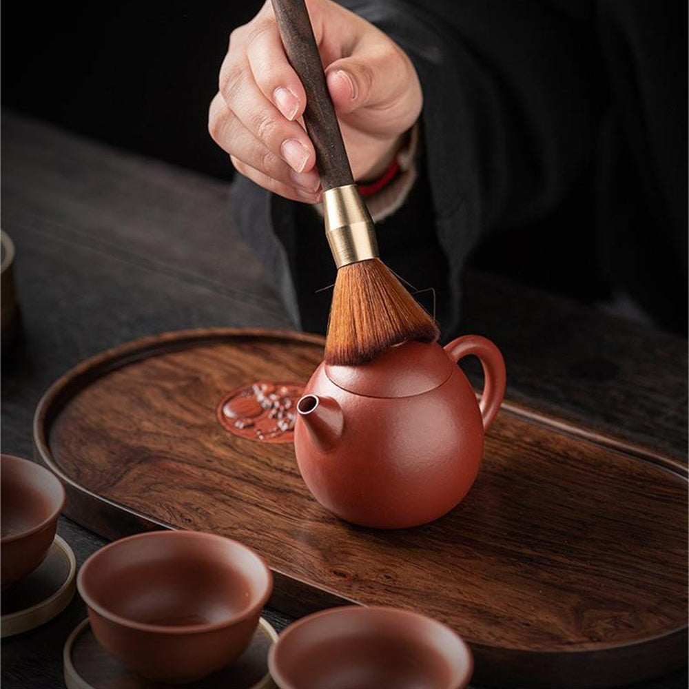 Ebony & Copper Tea Utensils Set With Coaster