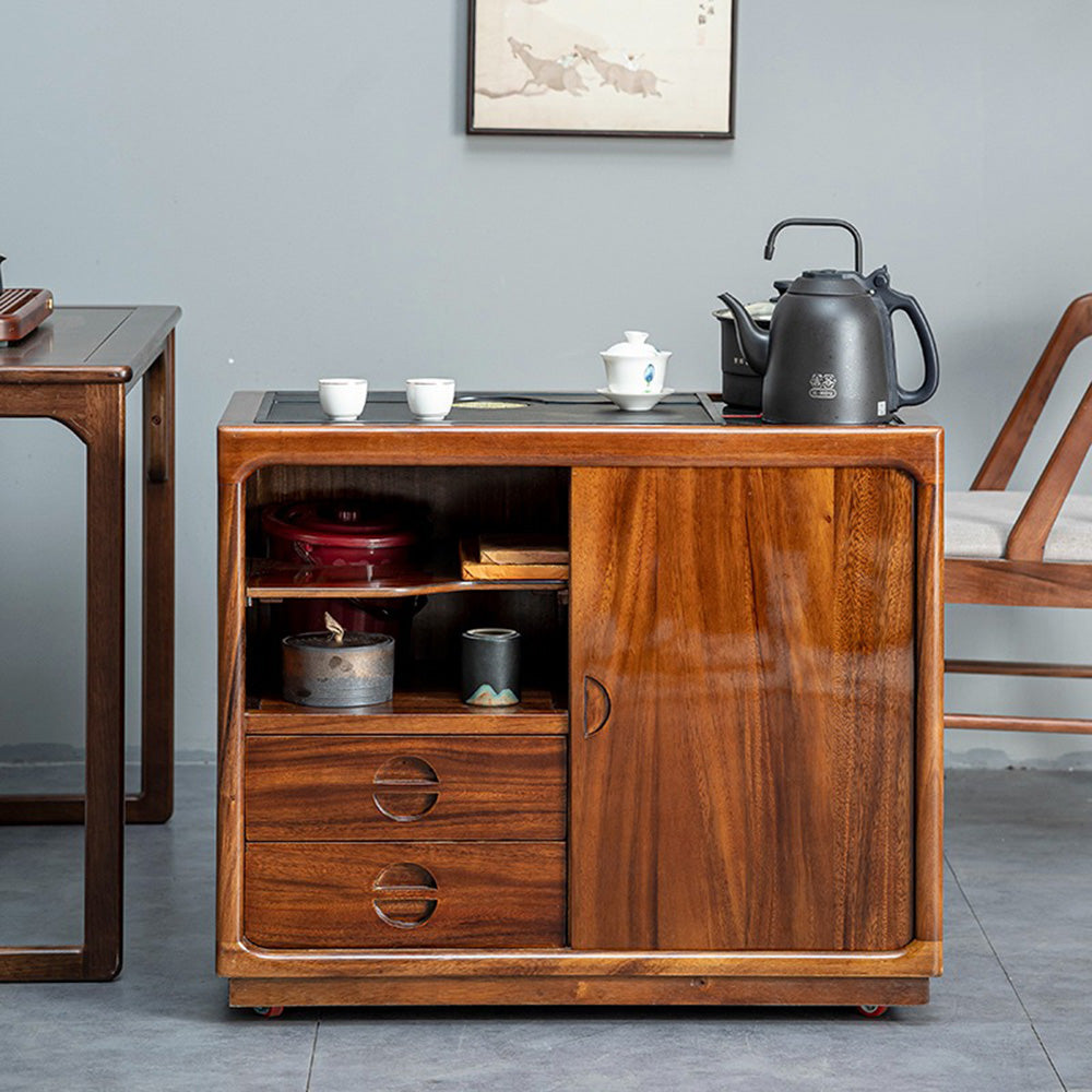 Movable Integrated Walnut Tea Table