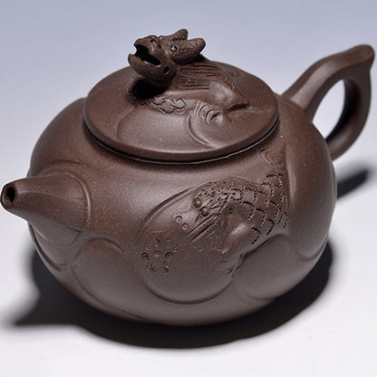 Yixing Purple Clay Dragon Fish Teapot