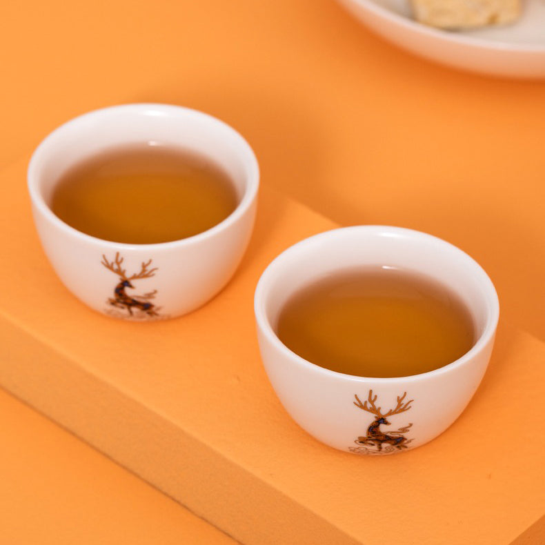Glass And Porcelain Deer Travel Tea Set