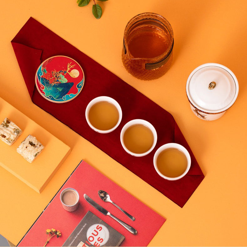 Glass And Porcelain Deer Travel Tea Set