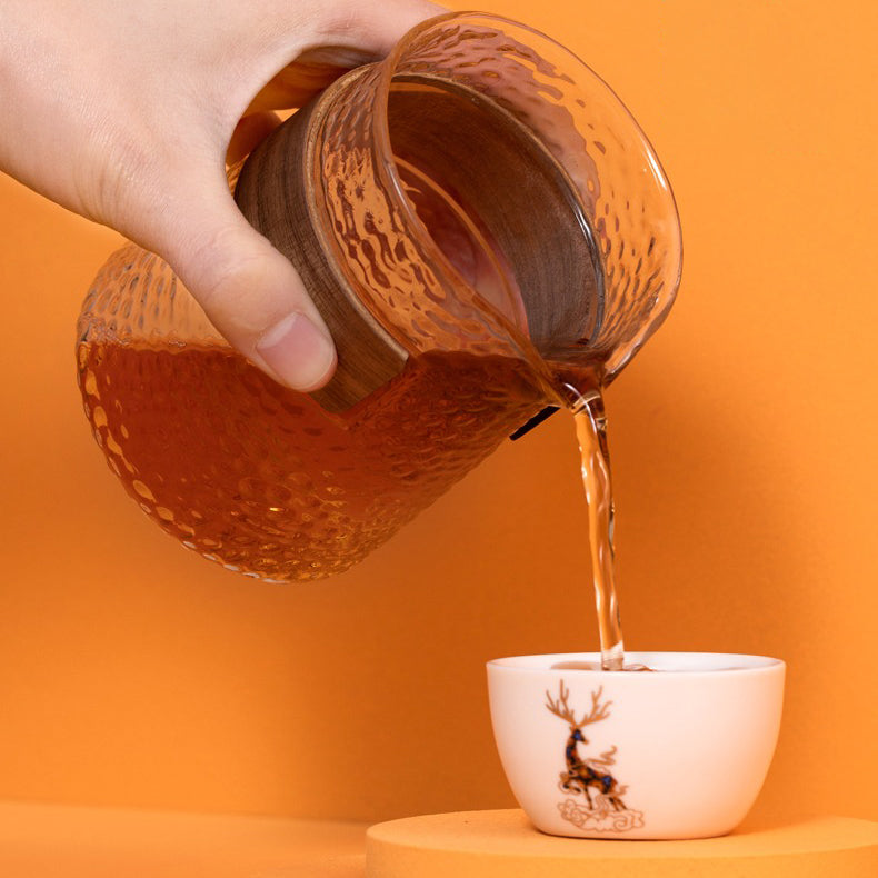 Glass And Porcelain Deer Travel Tea Set